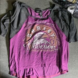 Harley-Davidson Women's Purple and Gray Top